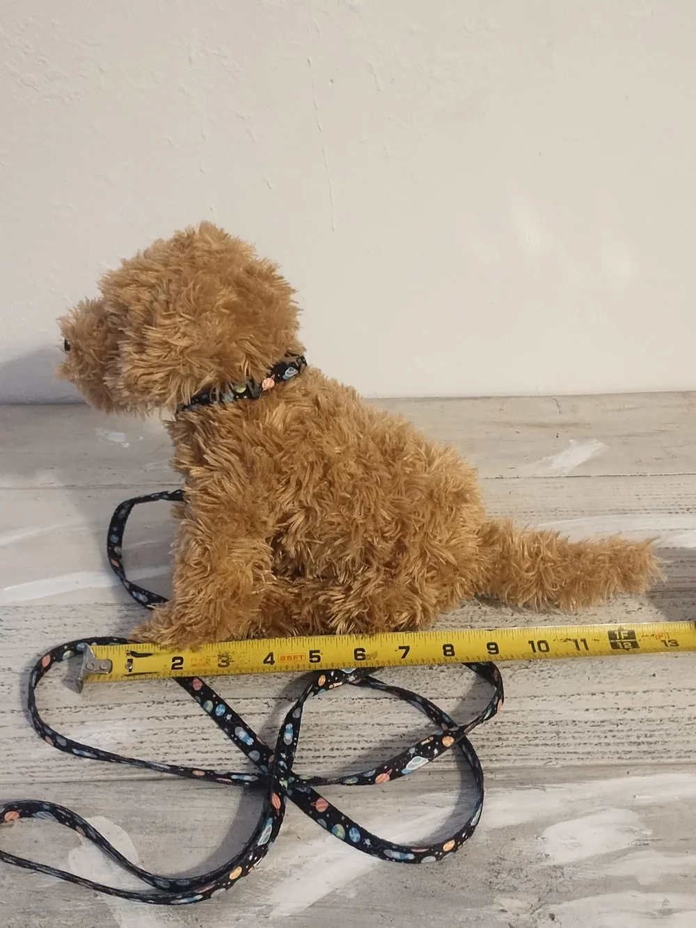Plush Dog with Space Themed Leash toy plush good condition